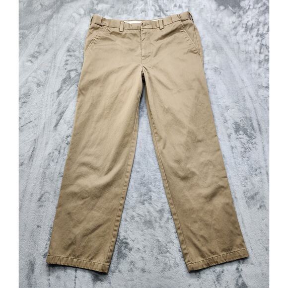 George Pants Mens 34X32 Tan Khaki Chino Straight Leg Cotton Casual Office Preppy - Picture 1 of 10